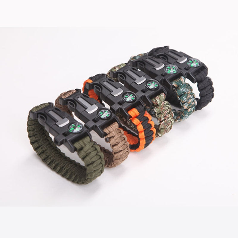 Safety Survival Paracord Bracelet Whistles Multi Functional  Paracord Bracelet Compass Without Flint