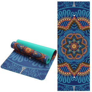 6 MM Lotus Pattern Suede TPE Yoga Mat Pad Non-slip Slimming Exercise Fitness Gymnastics