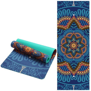 6 MM Lotus Pattern Suede TPE Yoga Mat Pad Non-slip Slimming Exercise Fitness Gymnastics