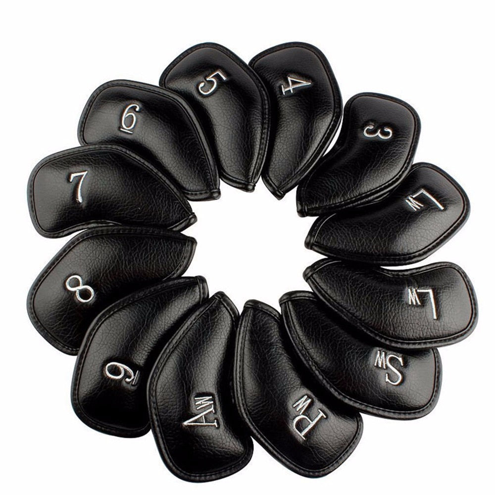 Mounchain 12PCS/Set Exquisite PU Golf Club Iron Head Covers Protector Golf Head cover