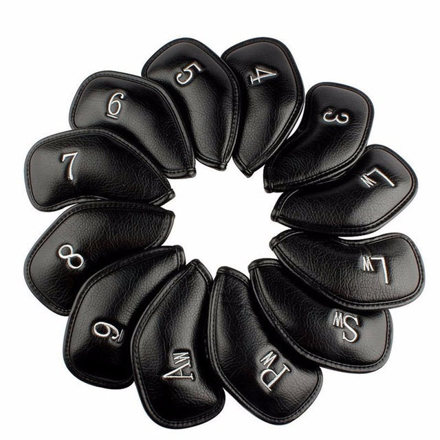 Mounchain 12PCS/Set Exquisite PU Golf Club Iron Head Covers Protector Golf Head cover