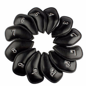 Mounchain 12PCS/Set Exquisite PU Golf Club Iron Head Covers Protector Golf Head cover