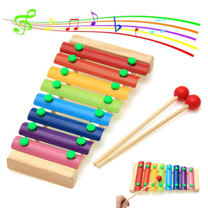 Wooden Xylophone Musical Instrument 8 Tones Toys Multicolor For Children