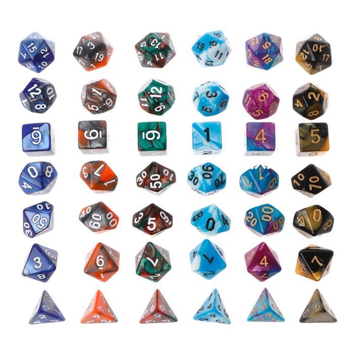 7pcs/set Creative RPG Game Dice D&D Colorful Mixed D4 D6 D8 D10 D12 D20 DND Dice