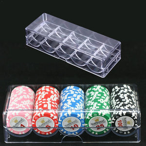 Poker Chips Set Box Poker Acrylic Fine Chips Transparent Box Casino Game Tray Chips