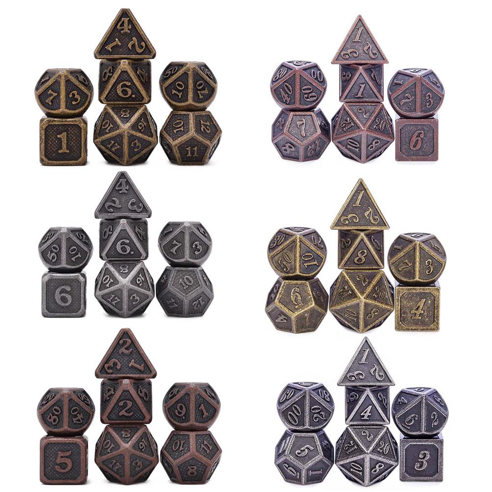 Metal Dice D4 D6 D8 D10 D% D12 D20 7pcs/set for Dungeons and Dragons RPG MTG Board Games