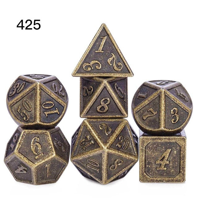 Metal Dice D4 D6 D8 D10 D% D12 D20 7pcs/set for Dungeons and Dragons RPG MTG Board Games