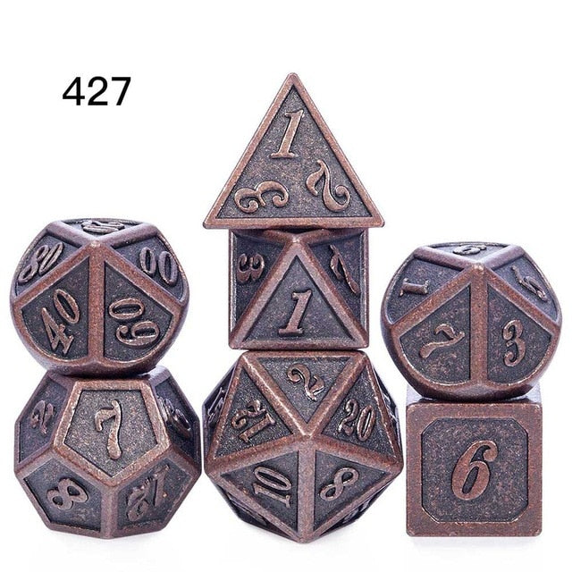 Metal Dice D4 D6 D8 D10 D% D12 D20 7pcs/set for Dungeons and Dragons RPG MTG Board Games