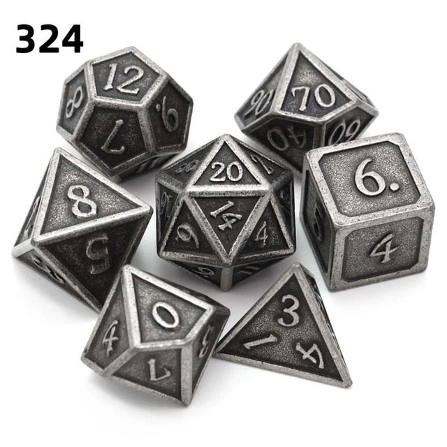 Metal Dice D4 D6 D8 D10 D% D12 D20 7pcs/set for Dungeons and Dragons RPG MTG Board Games