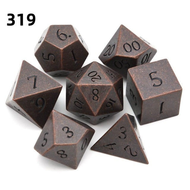 Metal Dice D4 D6 D8 D10 D% D12 D20 7pcs/set for Dungeons and Dragons RPG MTG Board Games