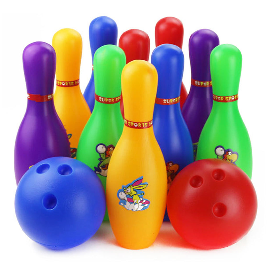 Colorful Standard 12 Piece Bowling Set w/ 10 Pins, 2 Bowling Balls Children