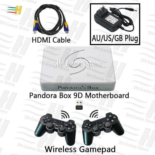 Pandora Box 9D 2500 in 1 motherboard  Wired Gamepad and Wireless/Usb connect joypad have 3D games Tekken