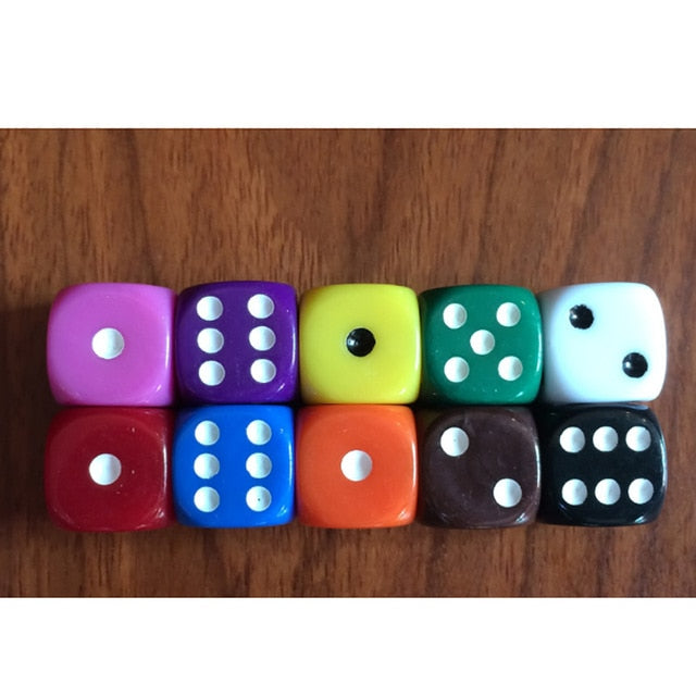 10PCS/Lot Dice Set 10 Colors  High Quality Solid Acrylic 6 Sided Dice