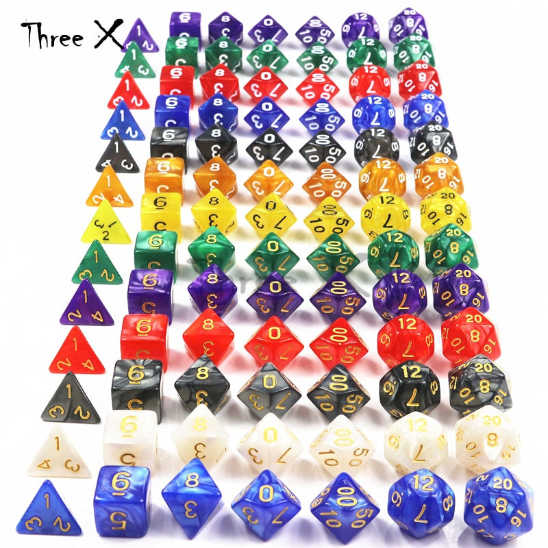 Dungeons & Dragons 7pcs/  Mixed White D4 D6 D8 D10 D12 D20 DND Dice