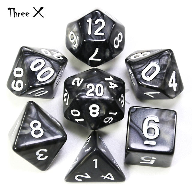 Dungeons & Dragons 7pcs/  Mixed White D4 D6 D8 D10 D12 D20 DND Dice