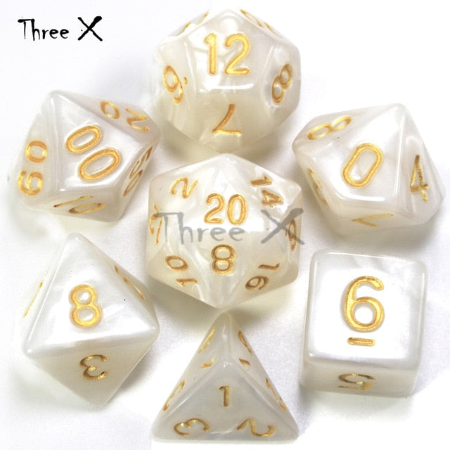 Dungeons & Dragons 7pcs/  Mixed White D4 D6 D8 D10 D12 D20 DND Dice