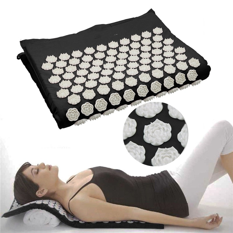 (Mat/Pillow 2 Choice) Yoga Spiky Mat Pillow Lotus Acupuncture Massage Mat Bed Pilates