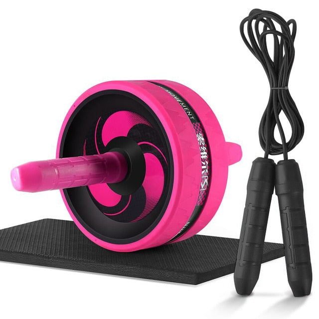 New 2 in 1 Ab Roller&Jump Rope No Noise Abdominal Wheel Ab Roller with Mat For Arm Waist Leg Exercise