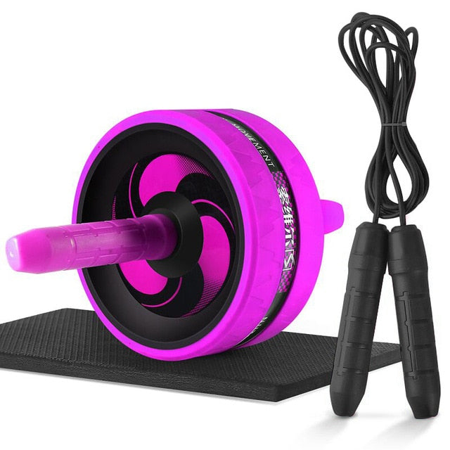 New 2 in 1 Ab Roller&Jump Rope No Noise Abdominal Wheel Ab Roller with Mat For Arm Waist Leg Exercise