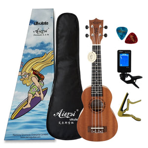 Aiersi brand 21 inch mahogany Soprano ukulele Hawaiian guitar