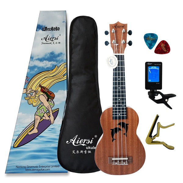 Aiersi brand 21 inch mahogany Soprano ukulele Hawaiian guitar