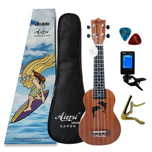 Aiersi brand 21 inch mahogany Soprano ukulele Hawaiian guitar