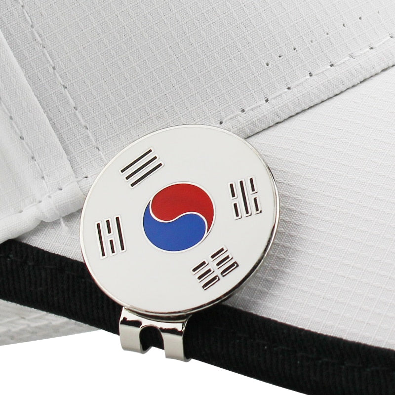 Korea Flag Golf Marker w Magnetic Golf Cap Clip Golf Ball Mark Alloy