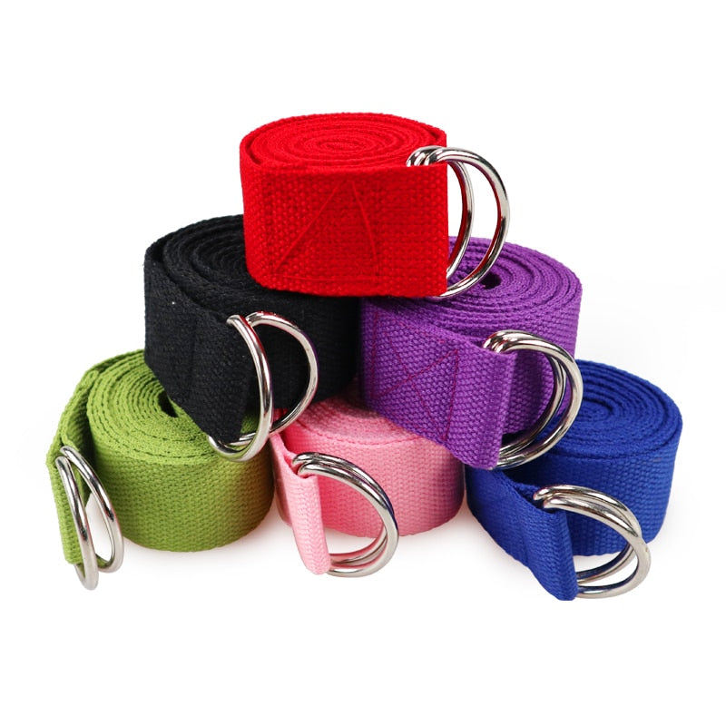 Women Yoga Stretch Strap Multi-Colors D-Ring Belt Fitness Exercise Gym Rope Figure Waist Leg