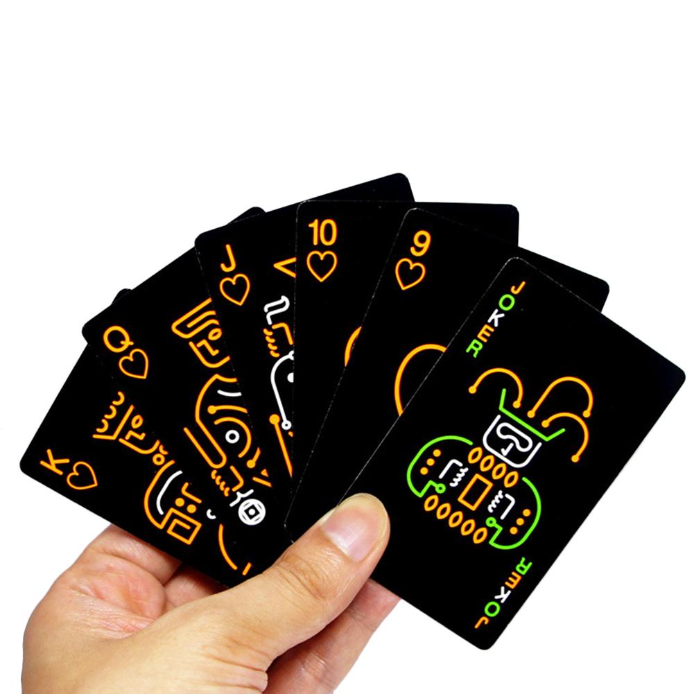 Black Night Playing Cards Fluorescent Playing Cards Night Game Props Glowing