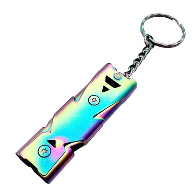 150 DB Stainless Steel High-frequency Emergency Survival Whistle Keychain SOS Double Tube EDC Whistle