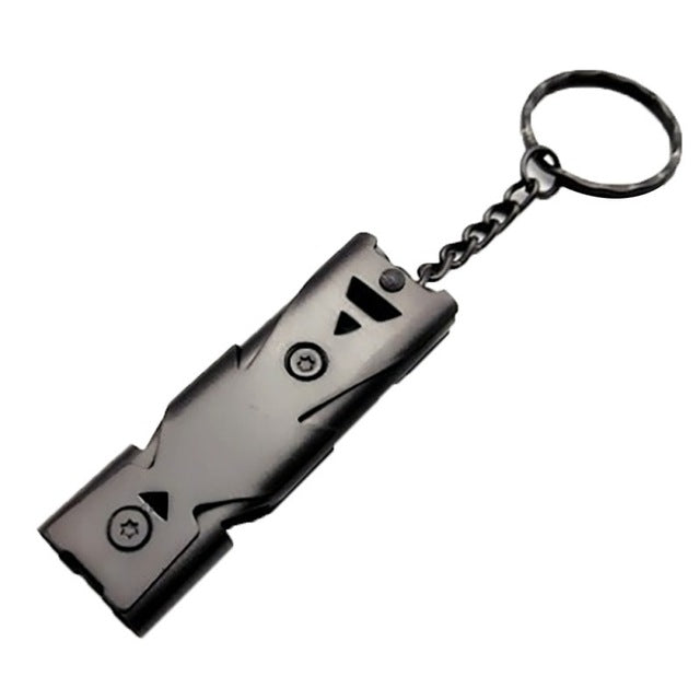 150 DB Stainless Steel High-frequency Emergency Survival Whistle Keychain SOS Double Tube EDC Whistle