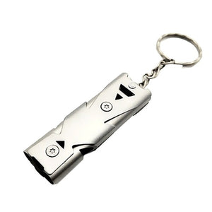 150 DB Stainless Steel High-frequency Emergency Survival Whistle Keychain SOS Double Tube EDC Whistle