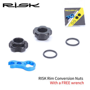 One Set RISK Mountain Bike Schrader / Presta Valve Bicycle Wheel Converter Nut Rim  with Installation Wrench