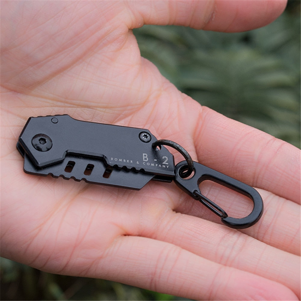 B-2 Bomber Nano Blade Tactical Pocket Knife With Keyring EDC Multitool Swiss Military Steel