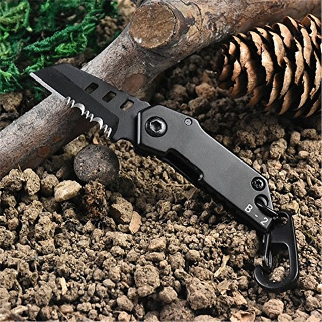 B-2 Bomber Nano Blade Tactical Pocket Knife With Keyring EDC Multitool Swiss Military Steel