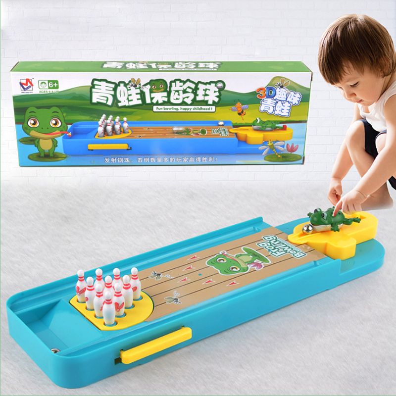 Children Mini Desktop Frog Bowling Toy Kits /Education Table Game new