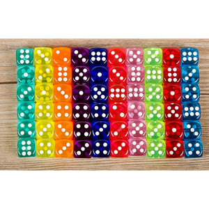 10PCS/Lot Dice Set 10 Colors  High Quality Transparent Acrylic 6 Sided Dice  For Club/Party