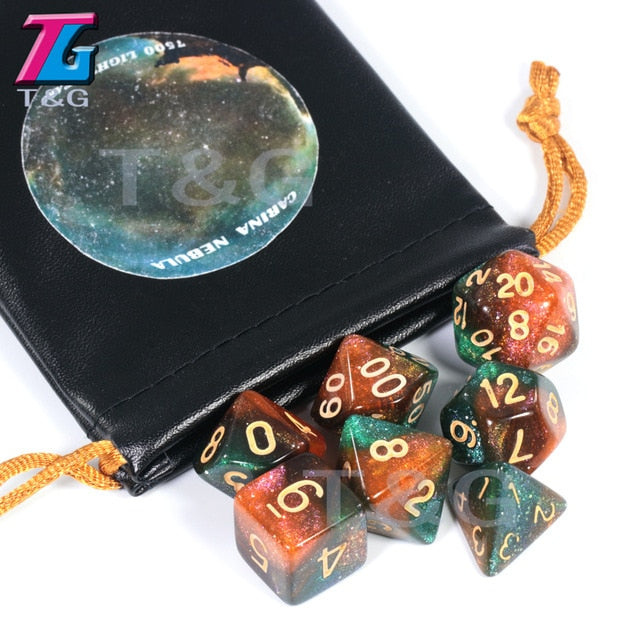 High quality Cosmic Galaxy Concept Dice 7 Pieces Role Playing Game Table  Accessories  8 Themes