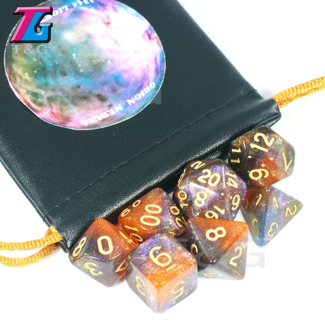 High quality Cosmic Galaxy Concept Dice 7 Pieces Role Playing Game Table  Accessories  8 Themes