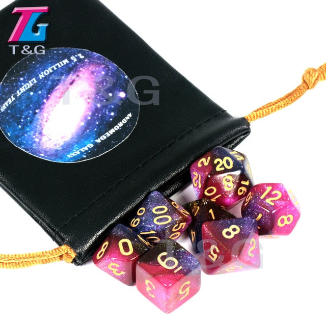 High quality Cosmic Galaxy Concept Dice 7 Pieces Role Playing Game Table  Accessories  8 Themes