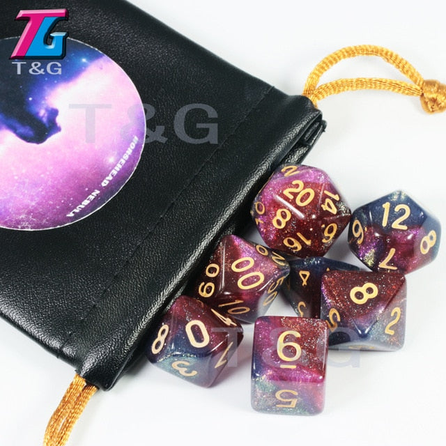 High quality Cosmic Galaxy Concept Dice 7 Pieces Role Playing Game Table  Accessories  8 Themes