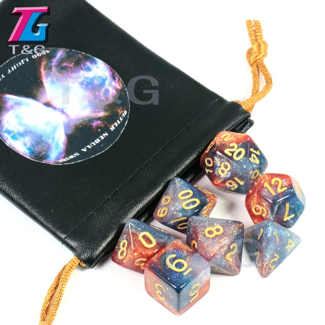 High quality Cosmic Galaxy Concept Dice 7 Pieces Role Playing Game Table  Accessories  8 Themes