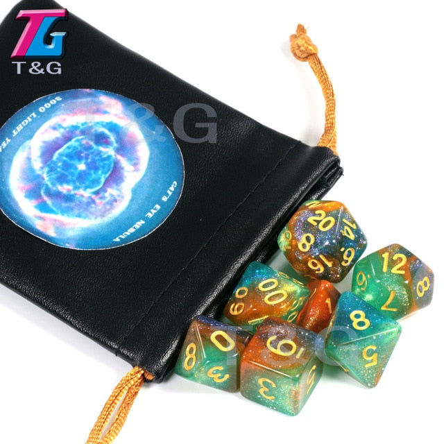 High quality Cosmic Galaxy Concept Dice 7 Pieces Role Playing Game Table  Accessories  8 Themes