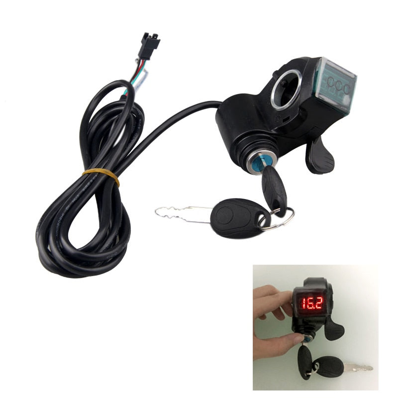 Electric Bicycle Thumb Throttle Display Battery Voltage Switch Power E-Bike