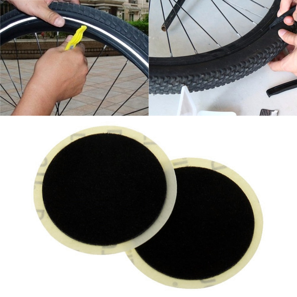 10Pcs Bike Glue-free Patch Tyre Puncture Fast Repair Tools Black Bicycle Inner Tire Patches