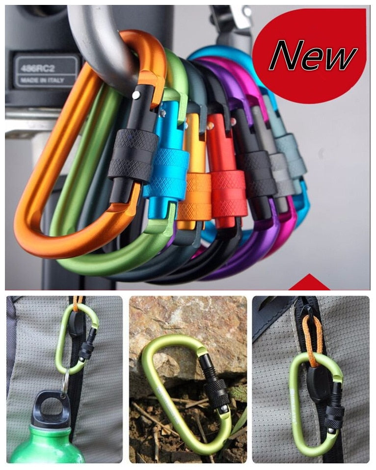 free shipping carabiner climbing 8cm locking type d quickdraw carabiner buckle