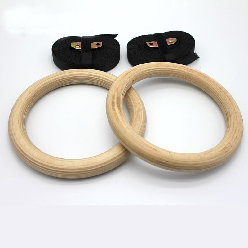 New Wooden 28mm Exercise Fitness Gymnastic Rings Gym Exercise