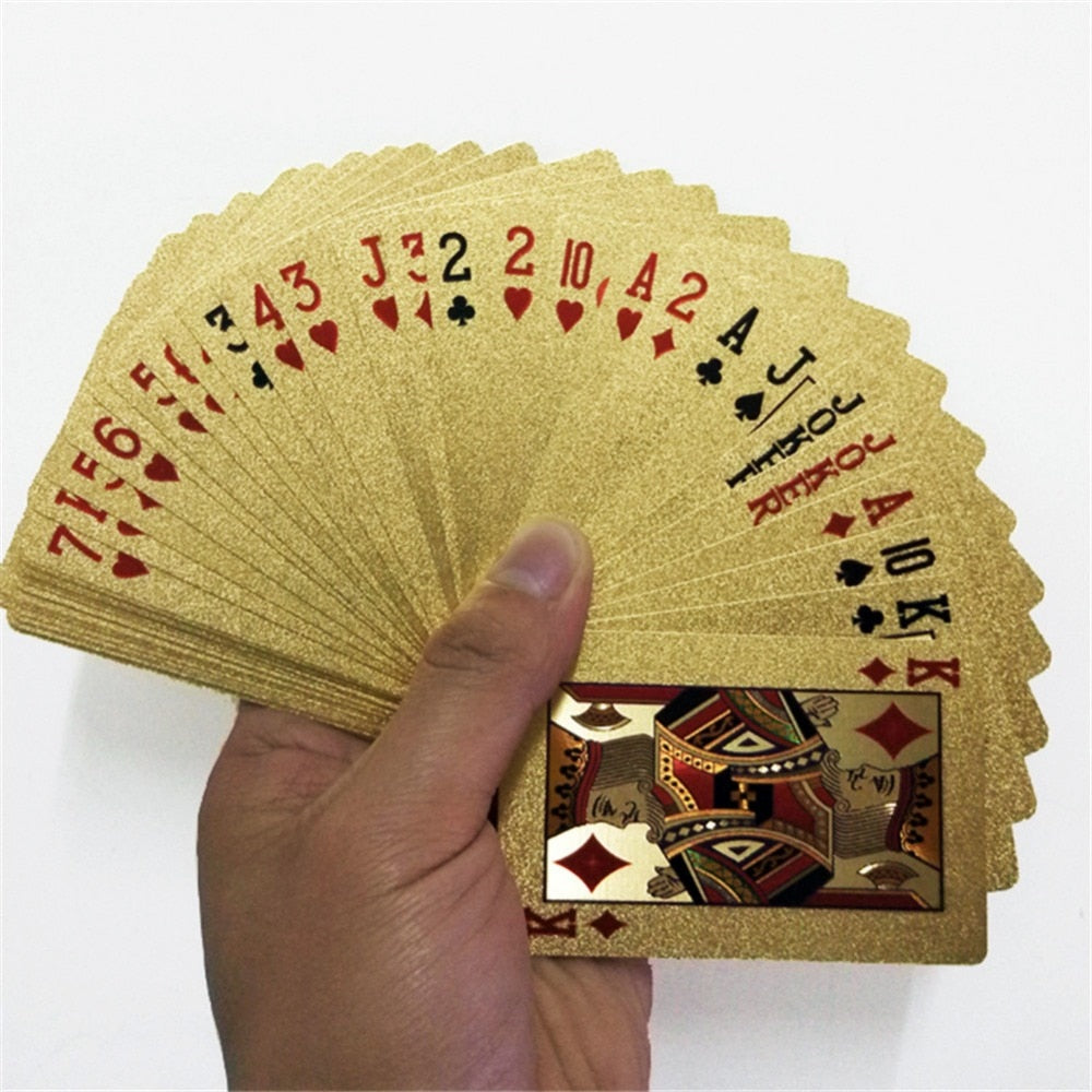 24K Gold Playing Cards Poker Game Deck Gold Foil Poker Set Waterproof