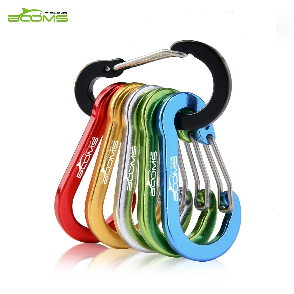 Booms Fishing CC1 6Pcs Aluminum Alloy Carabiner Keychain Outdoor Camping Climbing Buckle Hook