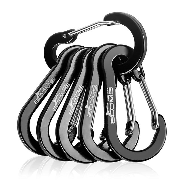 Booms Fishing CC1 6Pcs Aluminum Alloy Carabiner Keychain Outdoor Camping